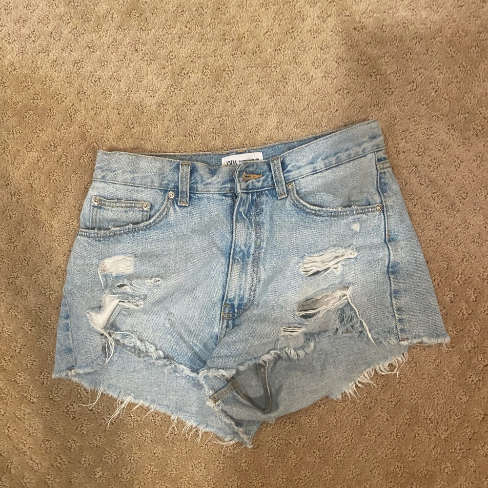 Zara Ripped Denim Shorts